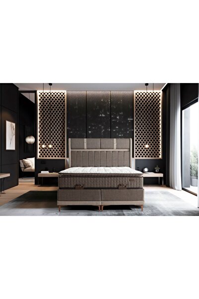 QUEEN BEE Napol Peluş Pedli Kahverengi Pocket Yaylı Ortopedik Rollpack Yatak