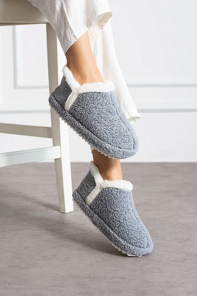 İncim ComfyBoot Grey Slippers - Άνετες χειμερινές μακριές παντόφλες σπιτιού, δώρο προίκα για επισκέπτες