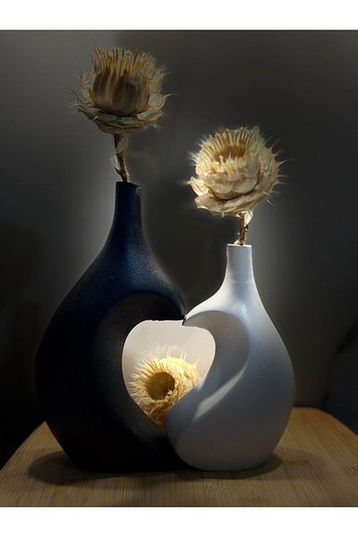 BLANJ Black-Grey Lover Vase with Heart