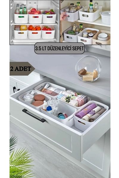 ALMITAL 3.5 Lt In-Cabinet Refrigerator Organizer - 2 Pcs Bathroom Organizer Basket