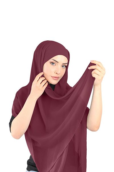Ecardin Burgundy Bonnet Chiffon Shawl - St 136
