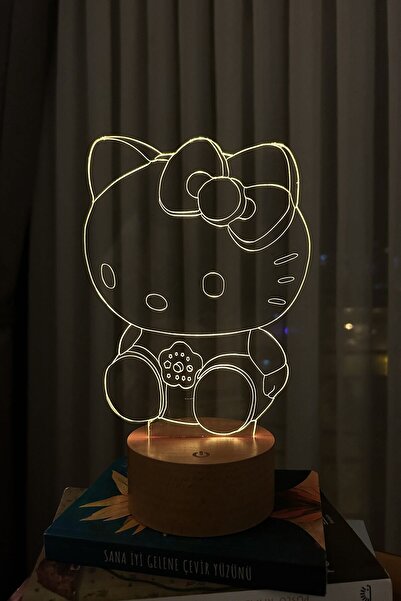 BY-LAMP Hello Kitty Çocuk Odası Hediyesi 3 Boyutlu Led Masa Lambası Çocuk Odası Gece Lambası | 7 Işık Rengi