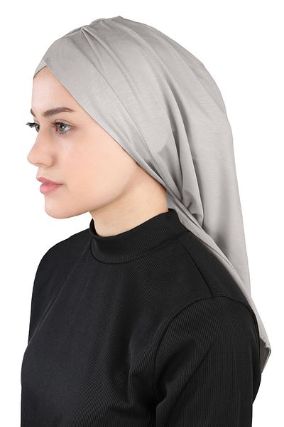Ecardin Pleated Isra Cross Turban - St 396 Light Gray