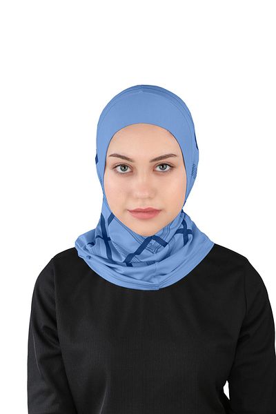 Ecardin Σειρά Visca με καρό σχέδιο απλό τουρμπάνι Hijab - St 315 Denim Blue