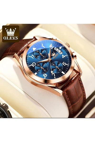 OLEVS Waterproof Leather Stylish Classic Watch with Cord