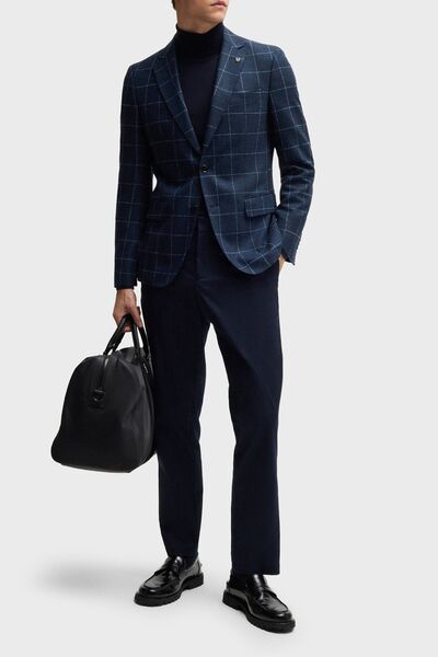 BOSS Kareli Yünlü Slim Fit Çift Yırtmaçlı Blazer Ceket Erkek CEKET 50527998 404