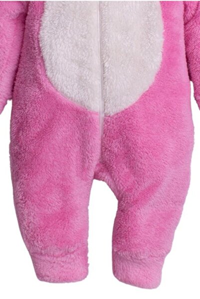 Chicsy Baby Kışlık Tatlı Peluş Pamuklu Tavşan Nakışlı Kapüşonlu Welsoft Tulum