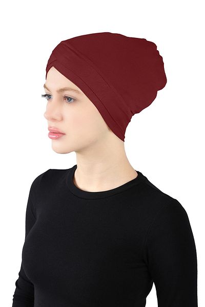Ecardin Claret Red Cross-Slip Comfortable Bonnet - St 060