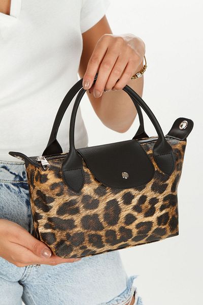 Newish Leopard Patterned Women's Crossbody Bag - Hand and Shoulder