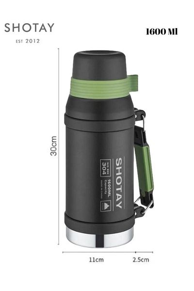 Shotay Black Steel Thermos Flask - 1600ml