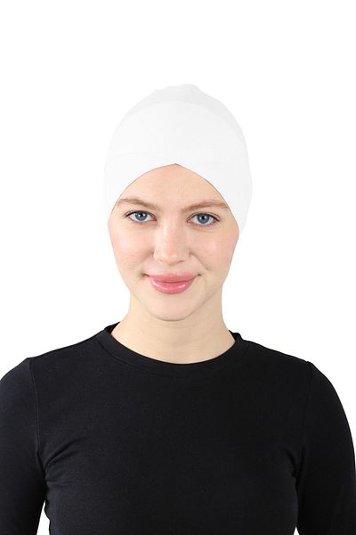 Ecardin White Thin Parisian Seamless Cross Bonnet - St 370