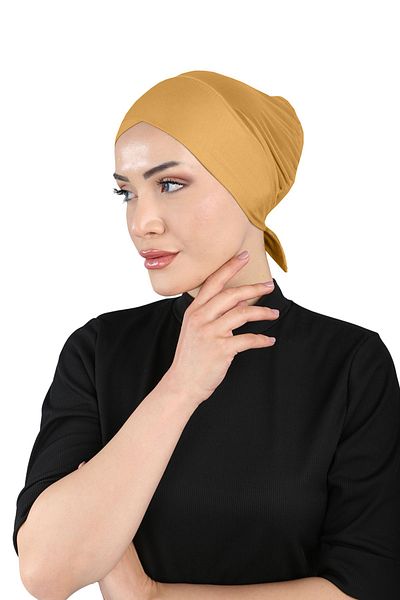 Ecardin Mustard Colored Breathable Clima Fit Cross Bonnet - St 258