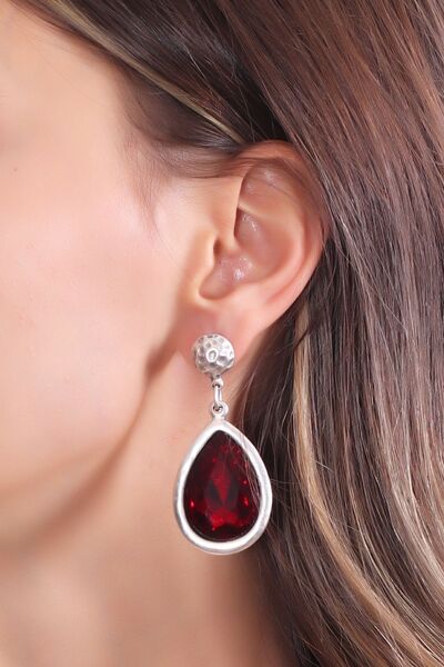 LABALABA Kadın Antik Gümüş Kaplama Taşlı Damla Küpe