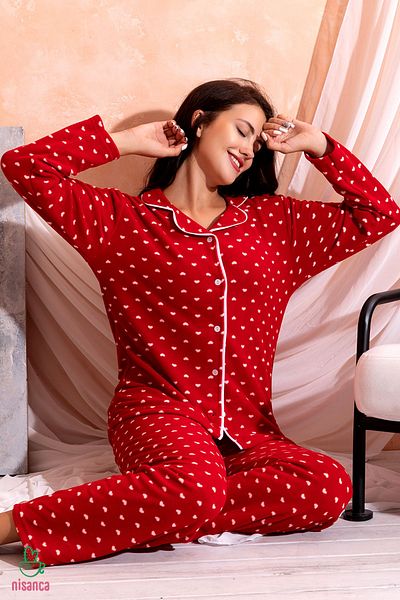 nisaNCa Winter Welsoft Plush Pearl Fleece Buttoned Pajama Set 'silky Texture'