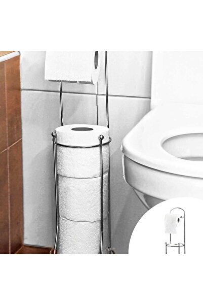 LarinHome Newstore Ayaklı Tuvalet Kağıtlığı Wc Kağıtlık Paslanmaz Yedekli Tuv...