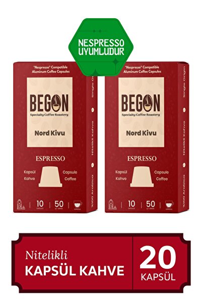 BEGON كبسولات قهوة اسبريسو من الألومنيوم المتوافقة مع نورد كيفو نسبرسو - 20 قطعة