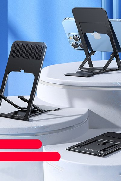 Earldom Ultra Thin Eh159 Foldable Desktop Black Phone Holder