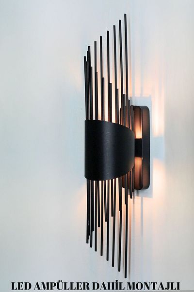 nazarium Pendant Lamp Black Wall Sconce Led Bulb Wall Sconce, Single Wall Lamp, Hotel, Office Sconce