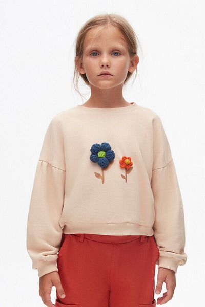 nk kids Hanorac pentru fetiță cu model de flori tricotate - 4-8 ani 37506