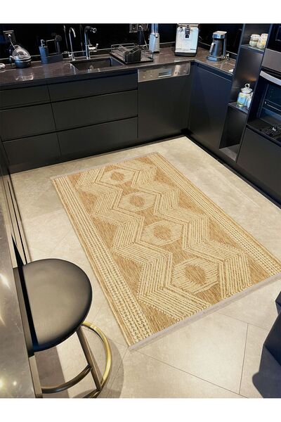 Rugs Modern Halı Alya Koleksiyonu Sarı Tonlarda Hasır Görünümlü Dokuma Taban ...
