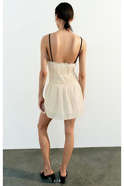 Butik Zara Allbucks - فستان قصير مزين بفيونكة وأشرطة Abzr0044