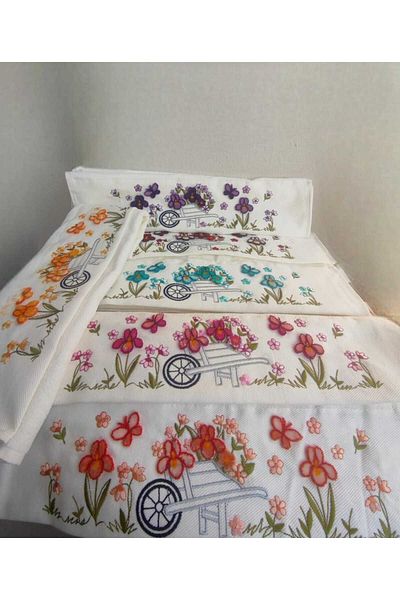 Fiesta Soft Velvet Towel - 6 Pieces, 3D Tufting Printed, 50X90 cm