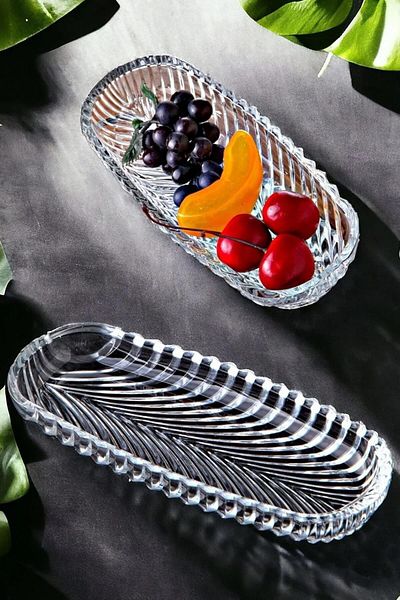 incili home Fish Back Glass Boat Plate Presentation Holder 2 Pieces 18 cm Presentation and Breakfast Plate