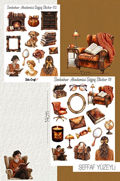 SelisCraft Sonbahar Akademisi Temalı Şeffaf Sticker Seti 01-02 Ajanda Planlay...