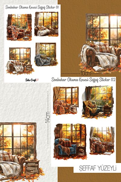 SelisCraft Sonbahar Okuma Köşesi Temalı Şeffaf Sticker Seti 01-02 Ajanda Plan...
