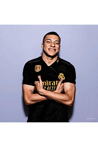 kombinezyum Özel Tasarım Kylian Mbappe 10 Siyah Real Düğmeli Forması