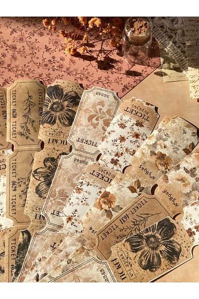 Hume Craft Vintage Ticket Themed Sticker Set /Suitable for Bullet Journal / Agenda / Scrapbooking