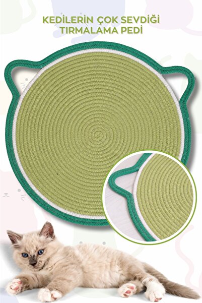 DALİSA حصيرة طعام الحيوانات الأليفة - حصيرة الجوت للقطط وممسحة القش المزخرفة