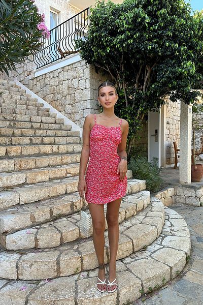 Eyyo Red Strappy Mini Dress ATE7791