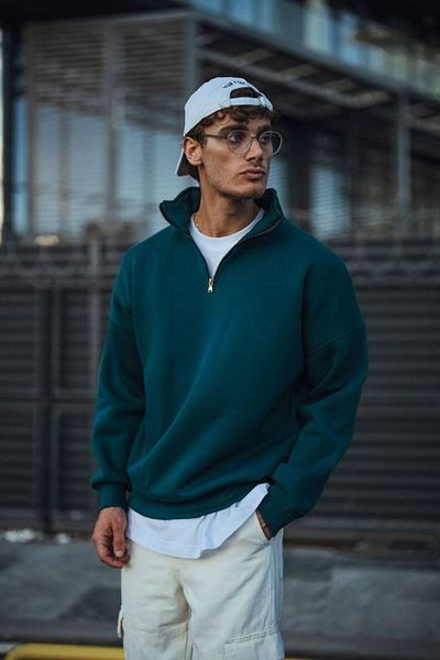 İLKCET MODA Унисекс суичър с голям размер с цип