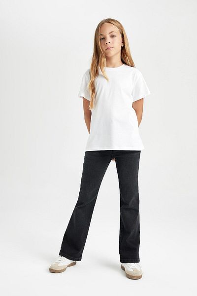 DeFacto Dívčí tričko Crew Neck Basic Plain s krátkým rukávem D8506a8ns