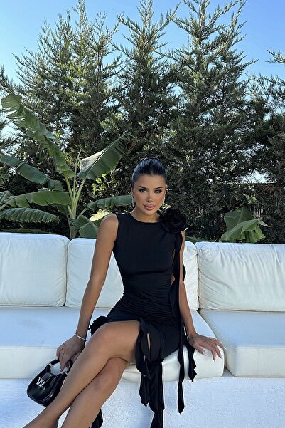 Eyyo Μίνι φόρεμα με λεπτομέρεια μαύρο βολάν ATE7936