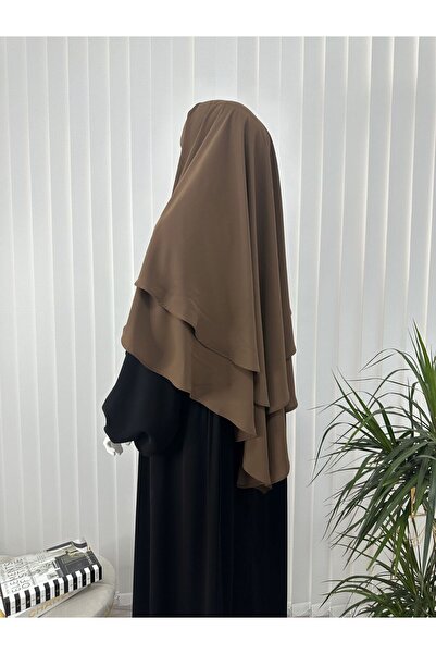 R&S modibone Φουλάρι δύο στρώσεων Instant Souffle - Medina Silk Κατάλληλο καφέ για Hajj και Umrah