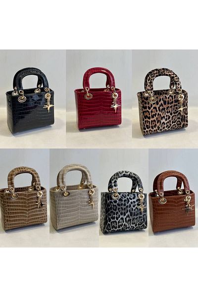 HFKY Patent Leather Snake Patterned Women's Bag with Gold Accessories - Chain Ry323