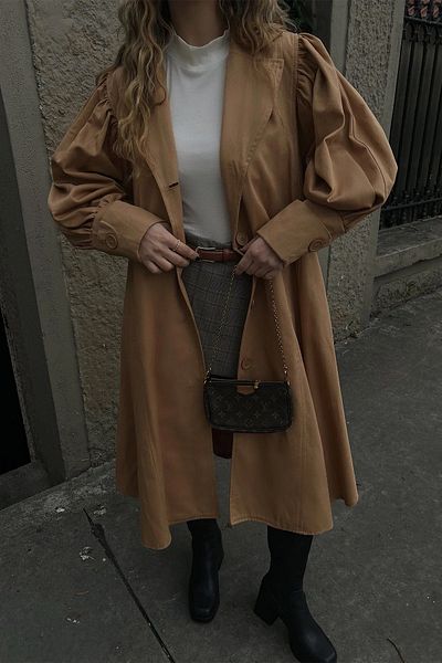 Eyyo Tan Front Buttoned Trencoat Ate3218