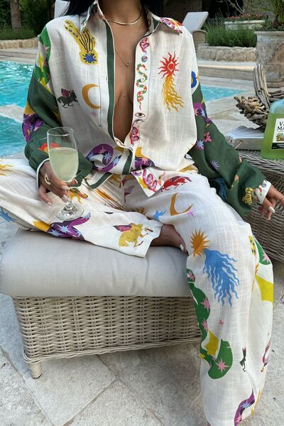 Eyyo Ate-1238 Bernis Patterned Linen Set