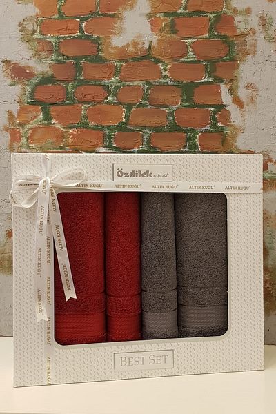 Özdilek Μοντέρνο Σετ Μπάνιου - (90x150 cm + 50x90 cm) - Anthracite Claret Red