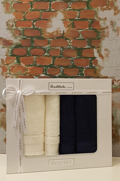 Özdilek Модний комплект для ванної кімнати - (90x150 см + 50x90 см) - темно-синій кремовий