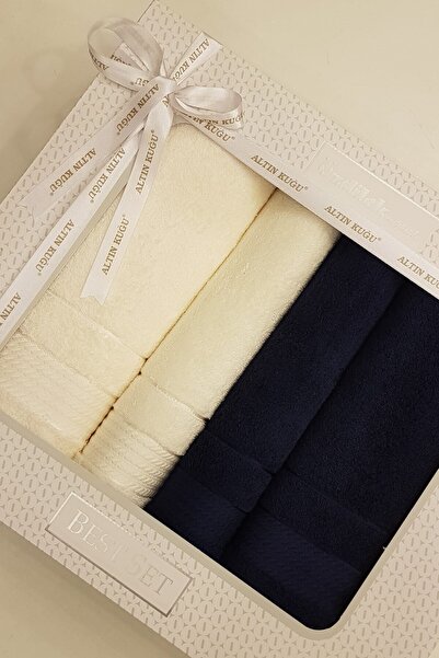 Özdilek Модний комплект для ванної кімнати - (90x150 см + 50x90 см) - темно-синій кремовий