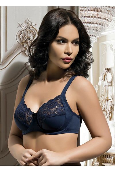 Belladonna 2100 Lace Gathering Minimizer Bra Navy Blue