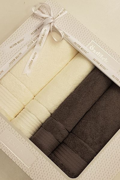Özdilek Trendy Bath Set 90x150 cm+50x90 cm Anthracite Cream