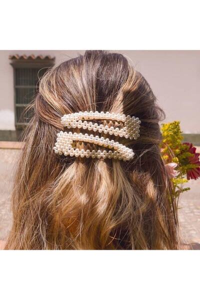 NETİCE ÖYLEK Γυναικεία αγκράφα με κούμπωμα με λευκό μαργαριτάρι 2 τεμάχια