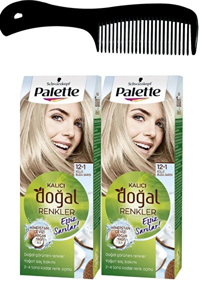 Palette Kalıcı Doğal Renkler Saç Boyası 12-1 Küllü Buzul Sarısı X 2 Adet + Saç Açıcı Tarak