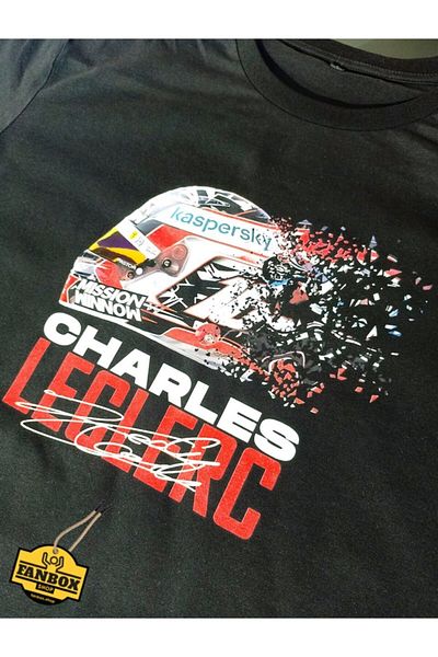 FANBOX SHOP Μπλουζάκι με στάμπα με κράνος Charles Leclerc Shining Visor