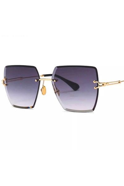 LOOKUP Women's Smoked Lookup Smoked Laser Square Crystal Cut Sunglasses