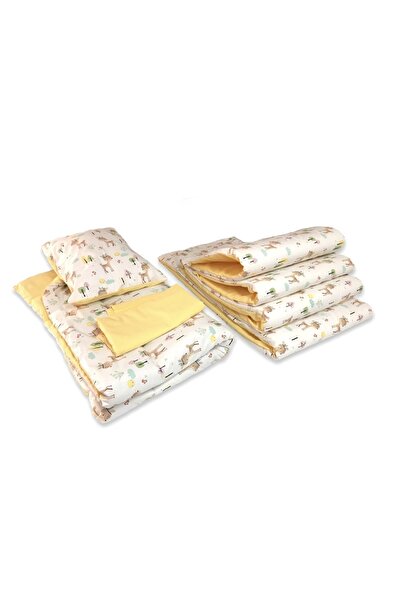 Bebek Özel طقم نوم لحماية جانب سرير الأطفال باللون الأصفر كاراكا (7 قطع)